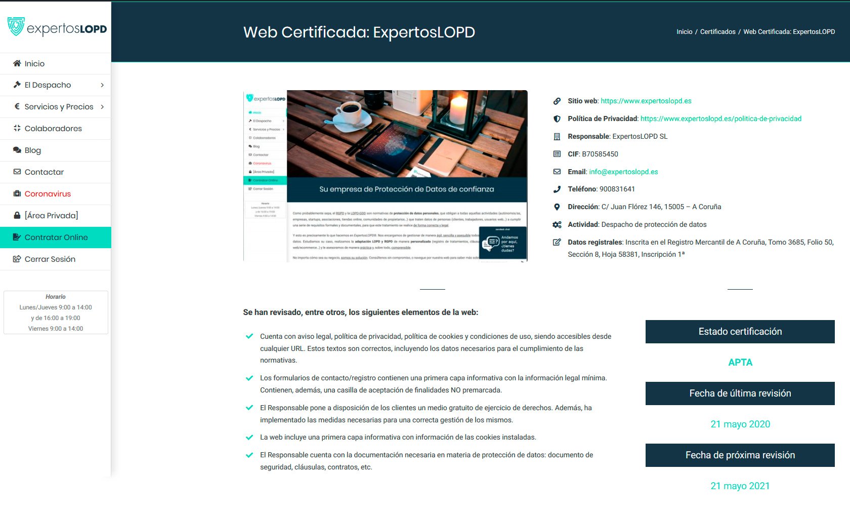 Ejemplo Web Certificada